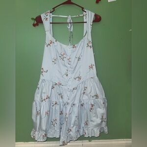 wild fable Light Blue Smocked Sundress with Orange Floral